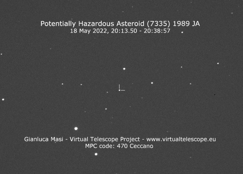 Watch asteroid 7335 (1989 JA) sweep past today and tomorrow Asteroid-1989-JA-Virtual-Telescope-May-2022