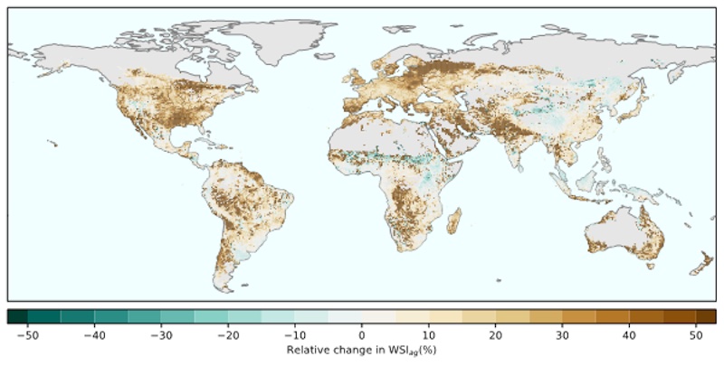 Map of the world with masses of brown dots running together in most agricultural areas.