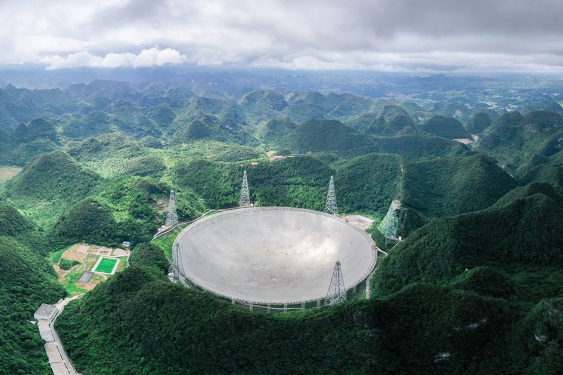 China's FAST: Dish-shaped radio telescope.