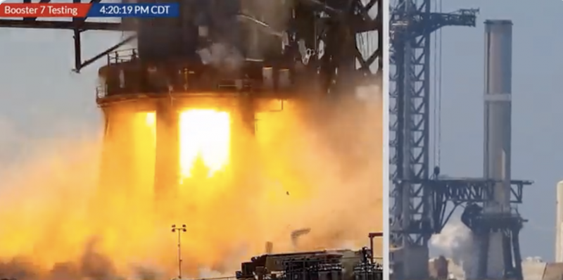 SpaceX: Flames come out the lower part of a rocket.