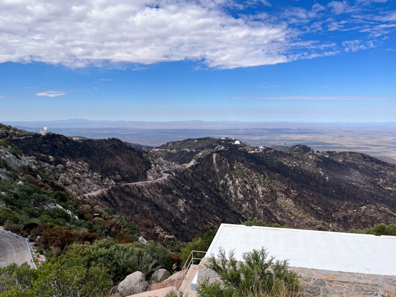 Blue sky over mountaintop of Kitt Peak.