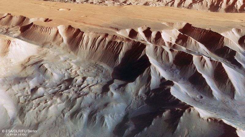 Mars' Grand Canyon: Deep canyon with many sharp ridges.