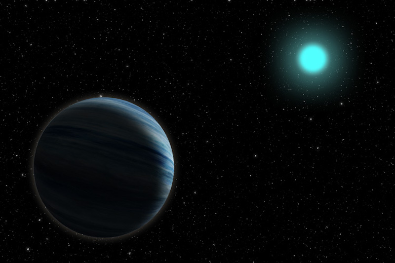 Neptune-sized planet orbiting a blue bright star.