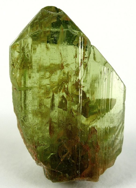 August birthstone: Peridot crystal.