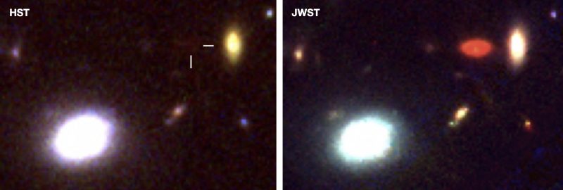 UFOs: Side by side images of deep sky, one with red oval one without.
