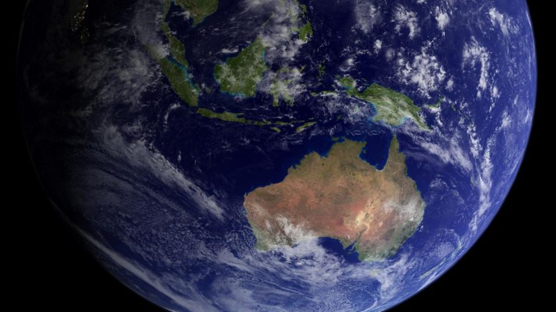 Giant meteorite impacts: View of Earth from space focused on Australia.