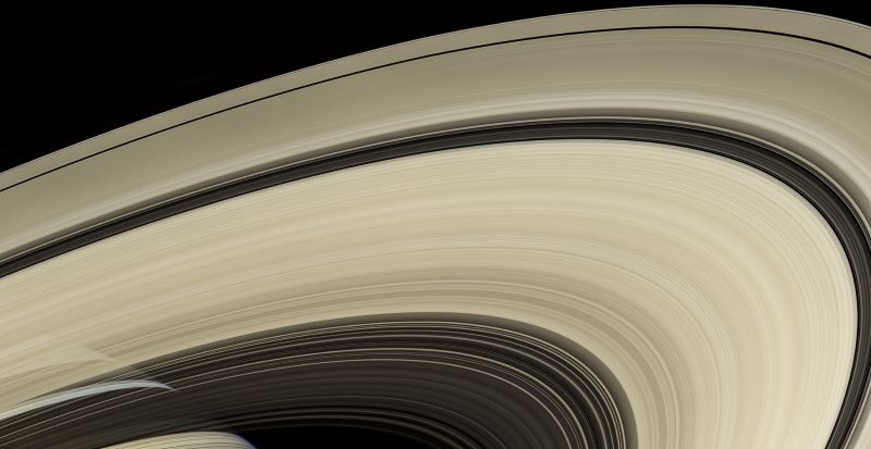 Close-up view of Saturn's rings and gaps.
