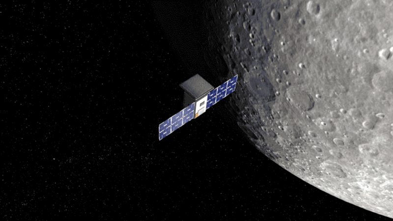 Nave espacial CAPSTONE volando por la luna