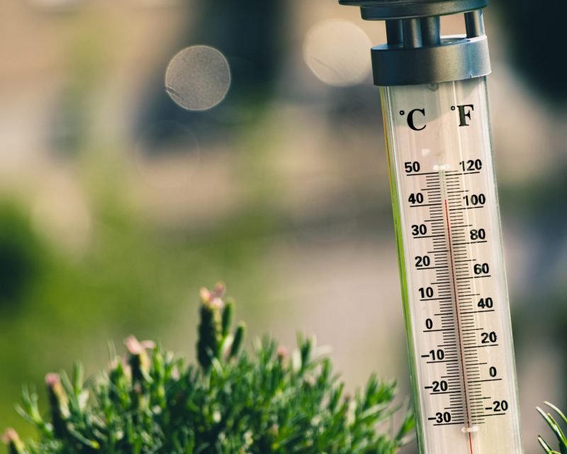 Wet-bulb temperature: A thermometer with both C and F sides showing about 41 C or 106 F.
