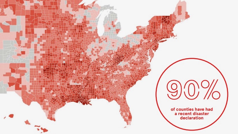 EarthSky | Atlas of Disaster shows 90% of US counties in last decade