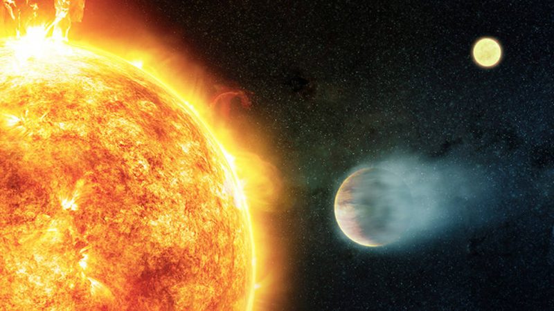 Hot Jupiters: A big orange star, a small dim star, and a gaseous planet.