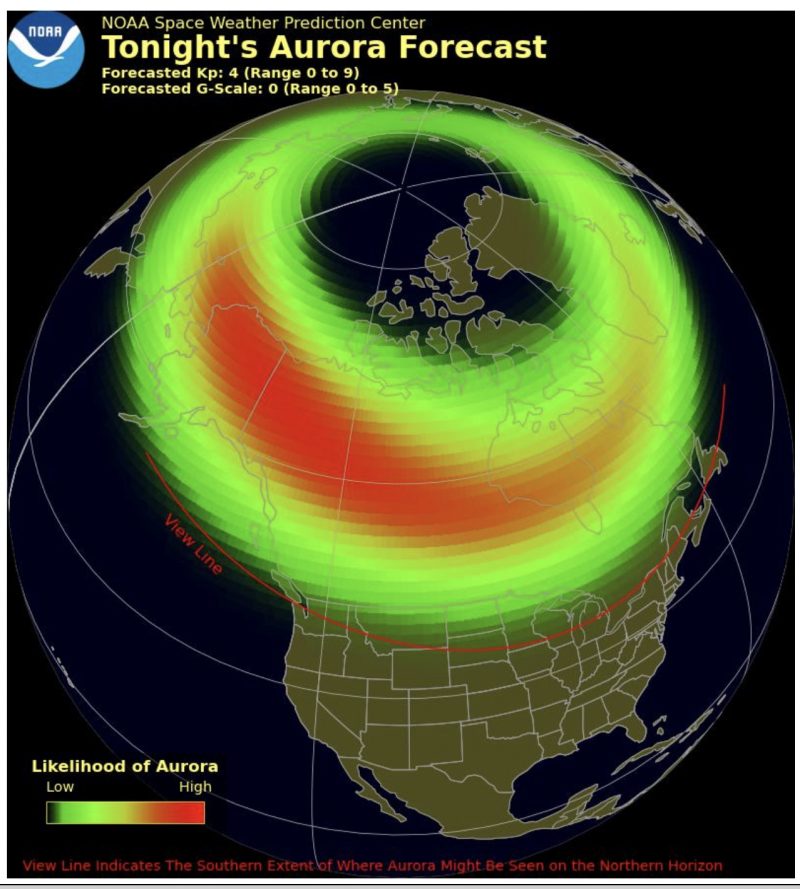 Sun activity: December 7, 2022 Earth map showing aurora forecast.