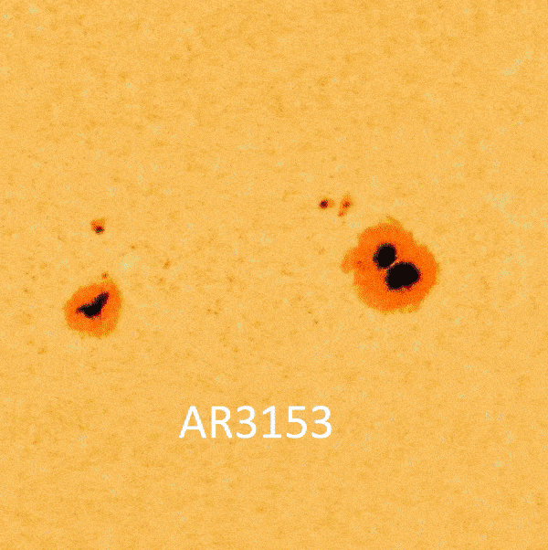 December 9, 2022 Imagery showing sun spot active region AR3153.