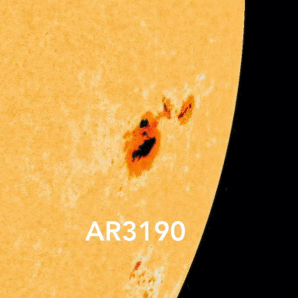 January 24, 2023 Sun activity shows sun spot active region AR3190.