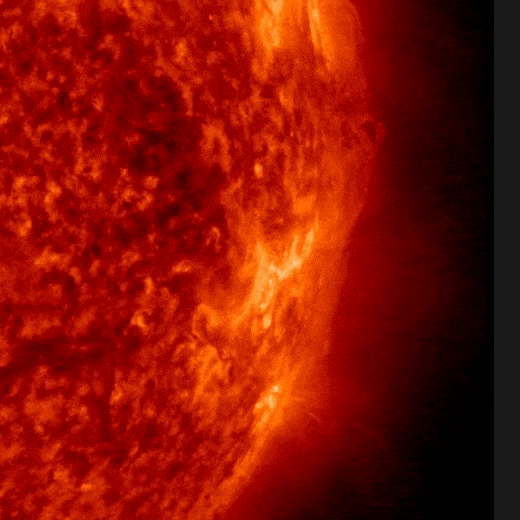 January 25, 2023, sun activity: Red sphere with many filaments coming out of it.