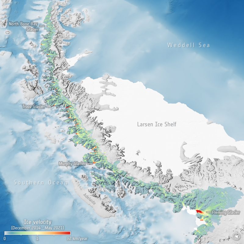 Antarctic ice: Antarctic Peninsula glacier flow.