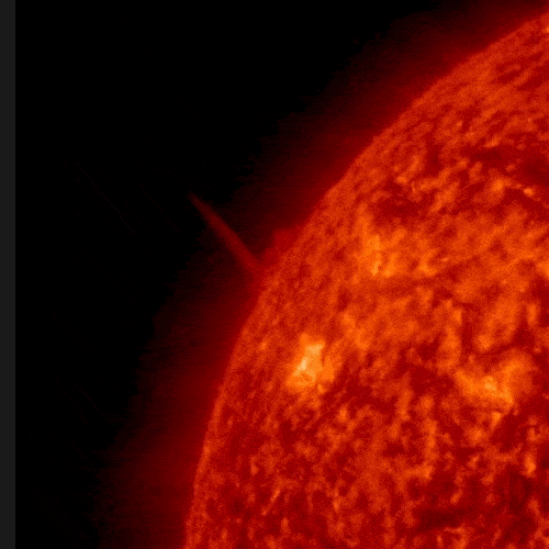 February 4, 2023, sun activity: Orange sphere with many small flares coming out of it.