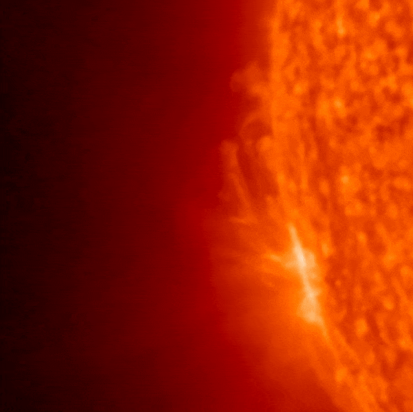 April 10, 2023 Sun activity shows a beautiful ejecta on the southeast limb (edge).