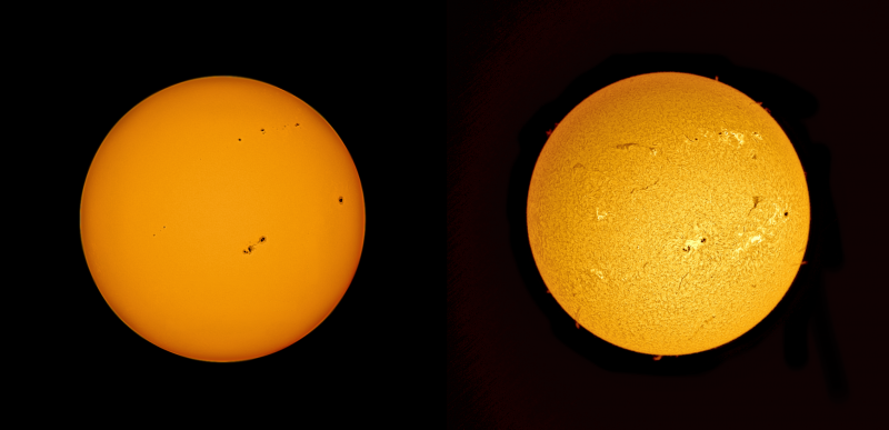 Two yellowish half-spheres side-by-side, representing the sun.