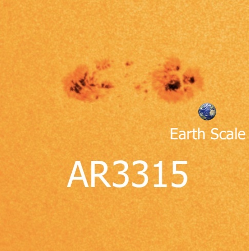 May 25, 2023 A yellow area of the sun shows several orange spots.