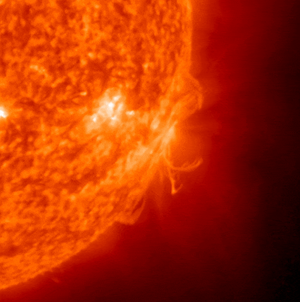 A red quarter circle shows an explosion on the sun.