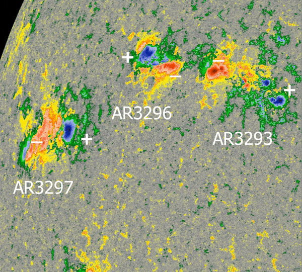 May 4, 2023. Sun activity shows a northeast quadrant sunspots.