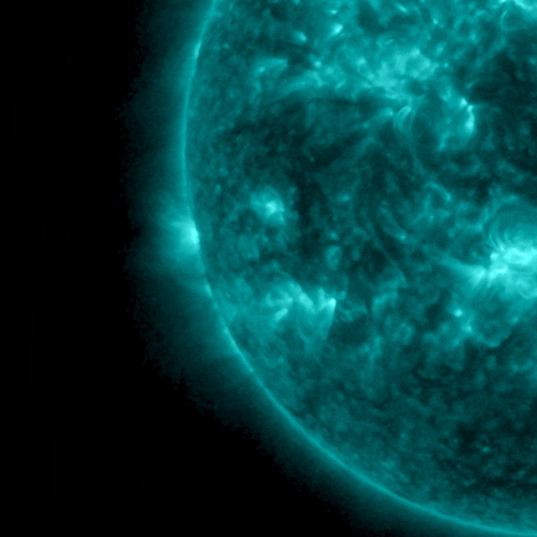 A teal quarter of a circle animation shows a sun's explosion.