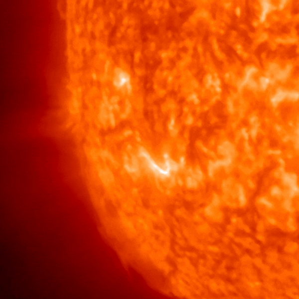 An orange quarter of a circle shows a sun explosion.