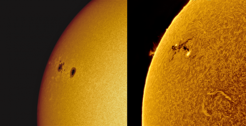 Two sectional yellow spheres, side-by-side, representing the sun.