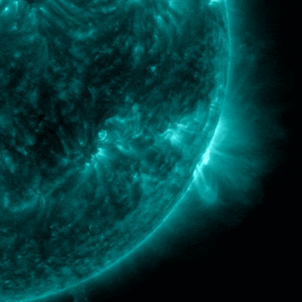 A teal color animation of the sun shows a bright spot.