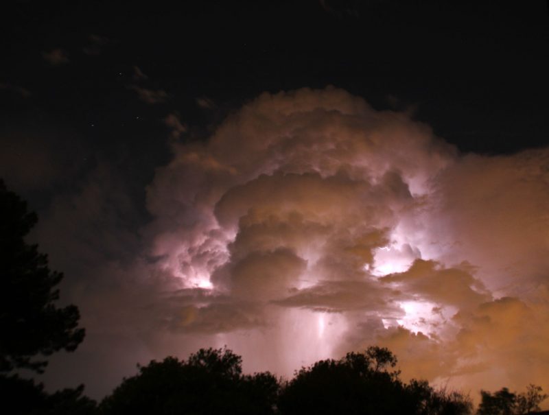 Cloud appreciation day: Giant thunderhead storm cloud with trees in the foreground.