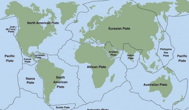 Map of Earth divided into numerous irregular sections of different sizes and shapes.