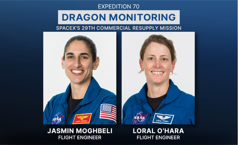 Two headshots of young women in blue flight suits.