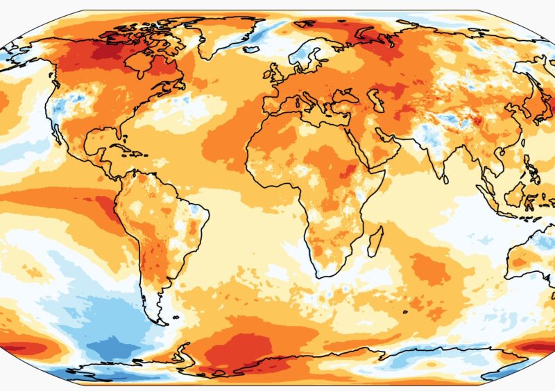 Global map showing mostly orange and red across land and water.