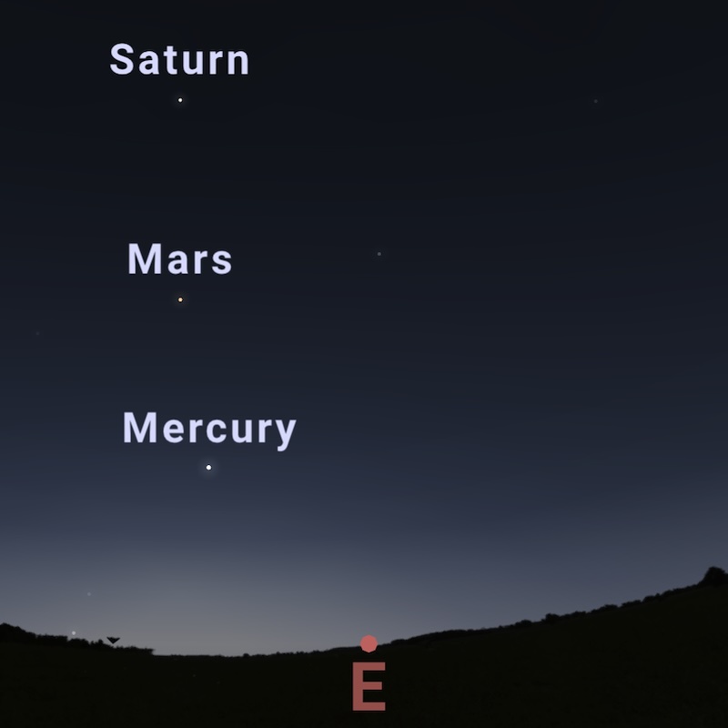 Mercury, Mars and Saturn lined up in the morning sky on May 9, 2024.