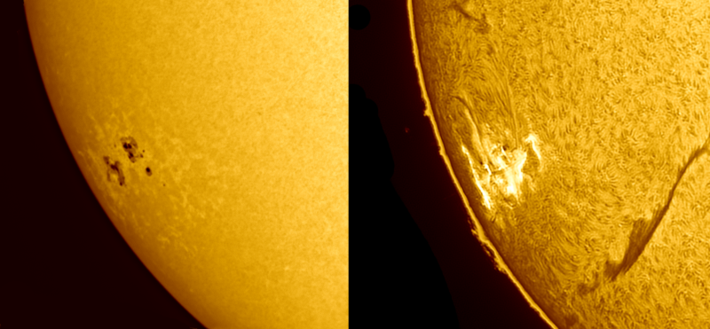 Two yellow sectional spheres, side-by-side, representing the sun.