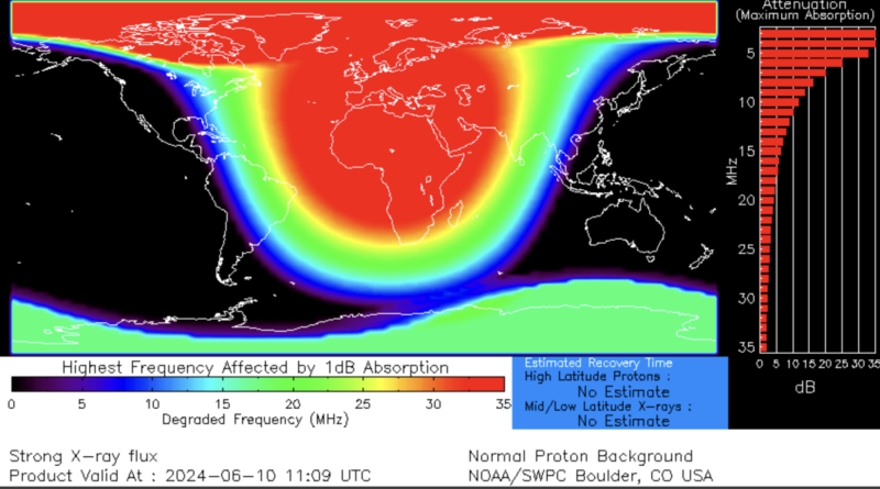 World map showing bright red patches over the Arctic Circle and North Africa. Image via NOAA