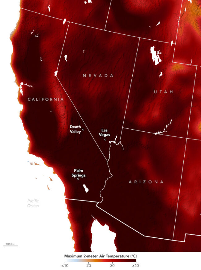 Map of the southwestern US from California to Mexico in shades of red.