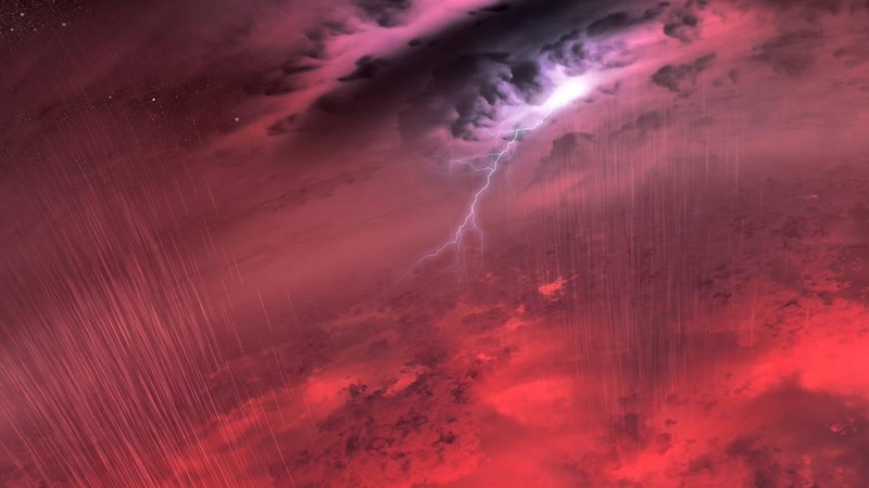 Brown dwarfs: Dark stormy clouds with bright bolt of lightning.
