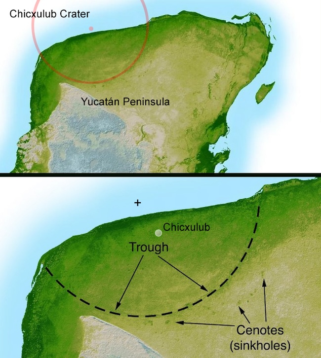 2 rectangular maps, one on top of the other, showing brown terrain surrounded by blue areas and black text labels.