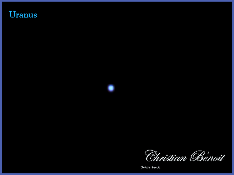 Small fuzzy bluish dot in a black sky.