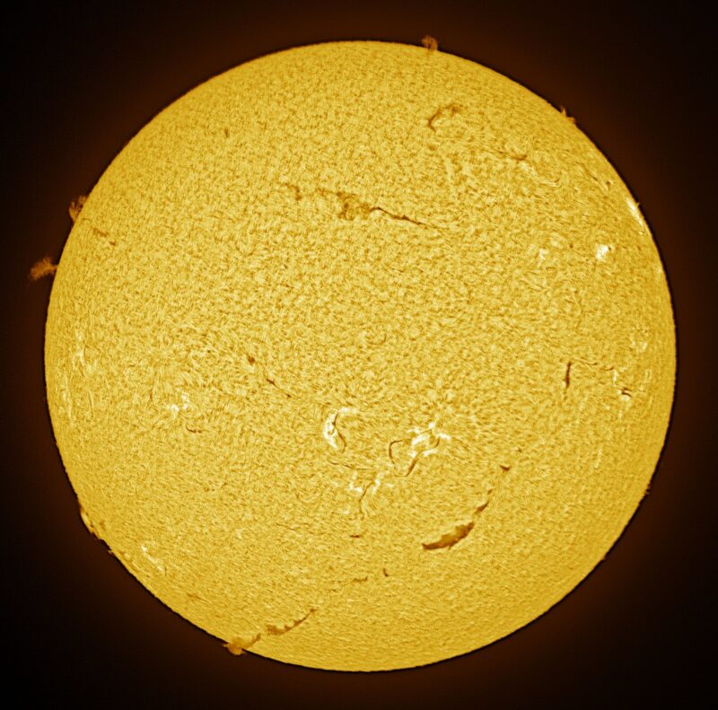 The sun, seen as a large yellow sphere with a mottled surface. Sun news for August 17-18, 2025.