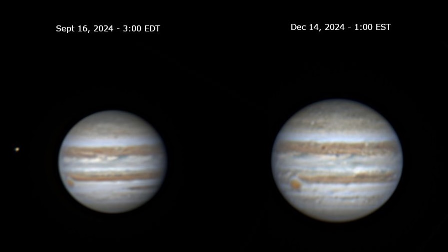 Две слике планете са тракама. Једна планета је већа од друге.