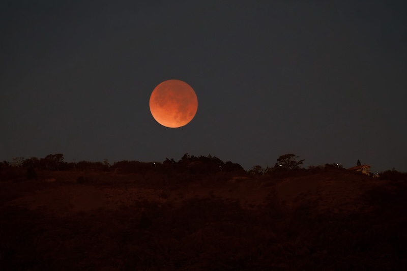 Orange moon during total lunar eclipse on March 3, 2026.