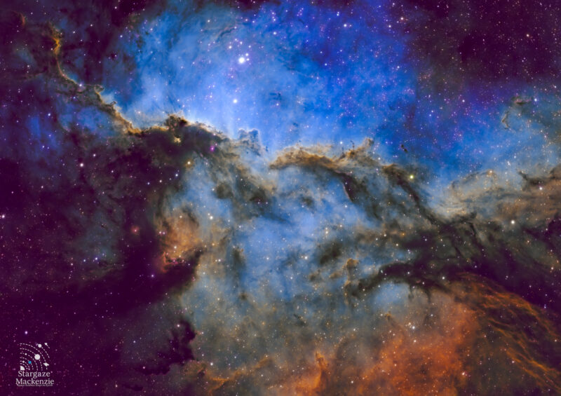 Fighting Dragons Of Ara: Towering colorful clouds against a blue background of stars