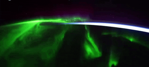 Animated gif showing auroras from space.