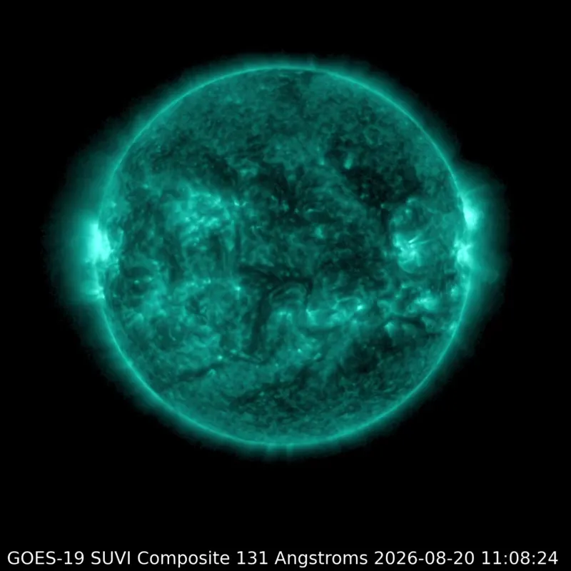 Sun news: Face of the sun with a brilliant flash on one edge.