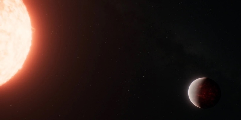 Lava-world exoplanets: Planet half-illuminated by its sun, which is very closeby.