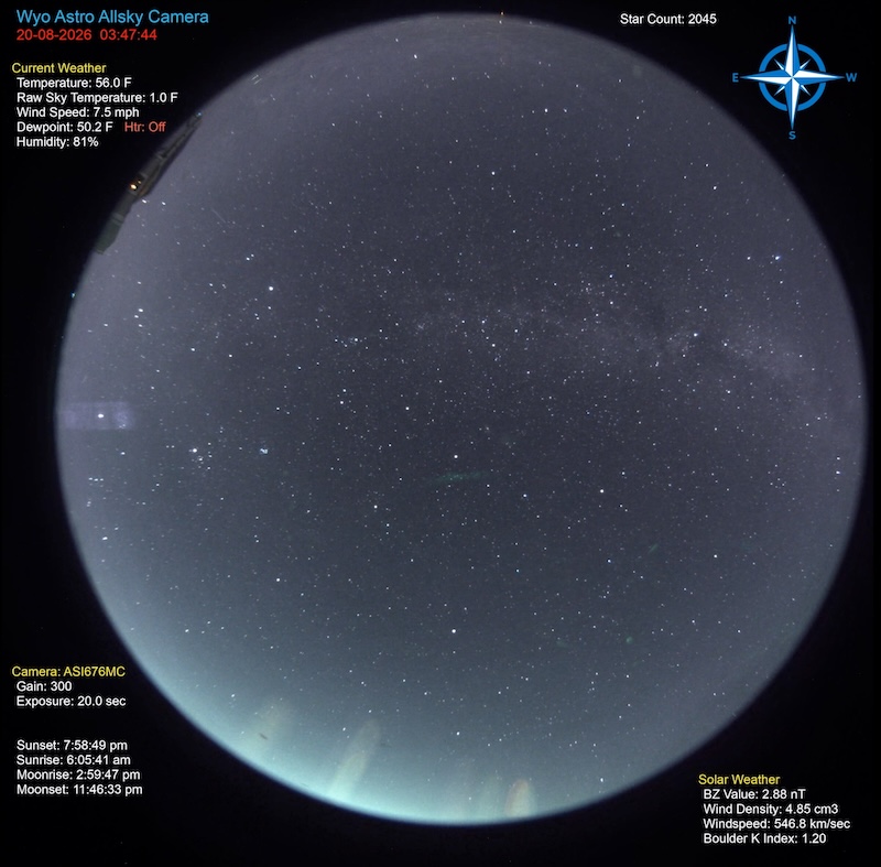 Starry sky showing 2045 stars and a light band of the Milky Way.