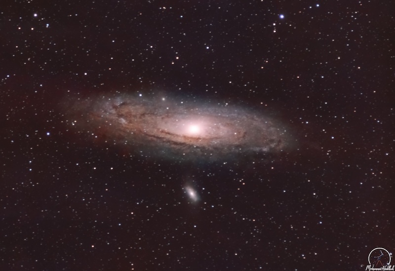Andromeda Galaxy against a starry sky.